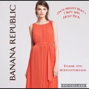 Banana Republic Orange Pleated Trapeze Dress - 8